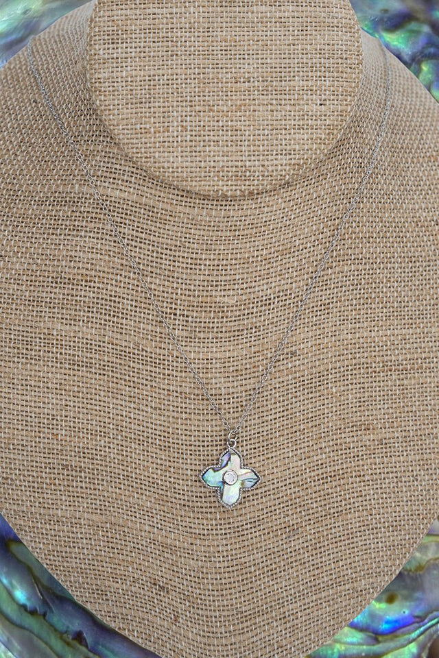 Crystal Avenue Cubic Zirconia Coastal Clover Silvertone Necklace - Wholesale Accessory Market