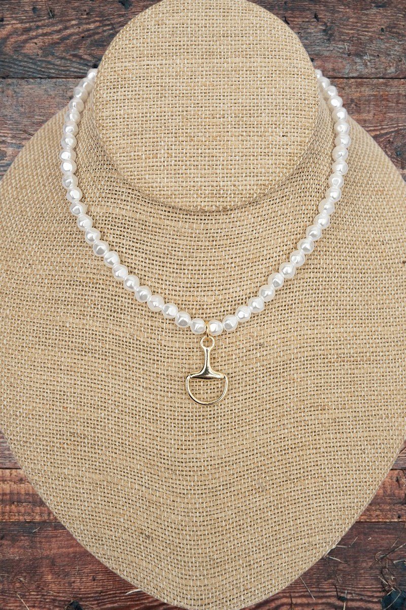 Crystal Avenue Goldtone Equine Grace Pearl Choker - Wholesale Accessory Market