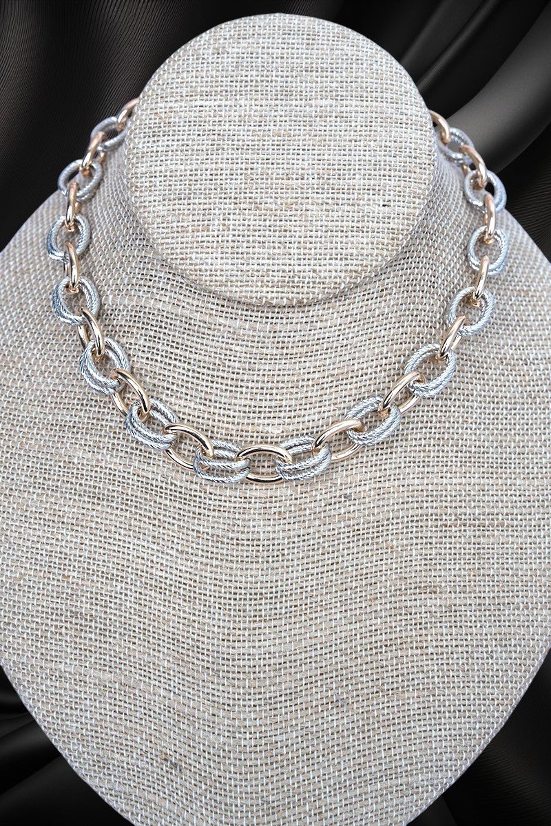 Crystal Avenue Elevated Essential Two - Tone Link Necklace - Wholesale Accessory Market