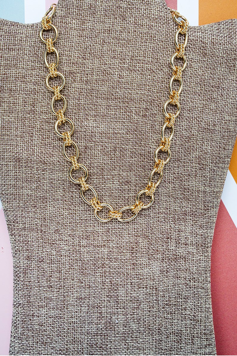 Crystal Avenue Executive Glam Goldtone Link Necklace - Wholesale Accessory Market