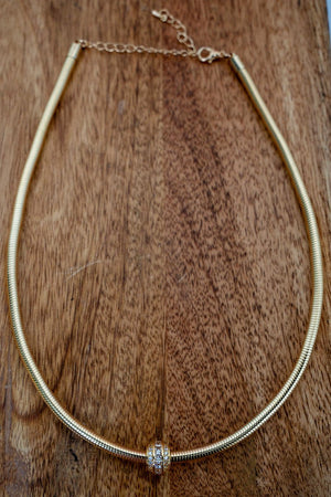 Crystal Avenue Liquid Light Goldtone Omega Chain Necklace - Wholesale Accessory Market