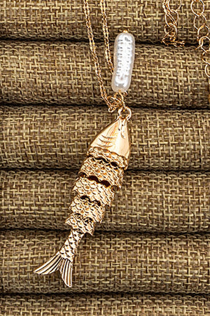Crystal Avenue Keep Swimming Goldtone Fish Necklace - Wholesale Accessory Market