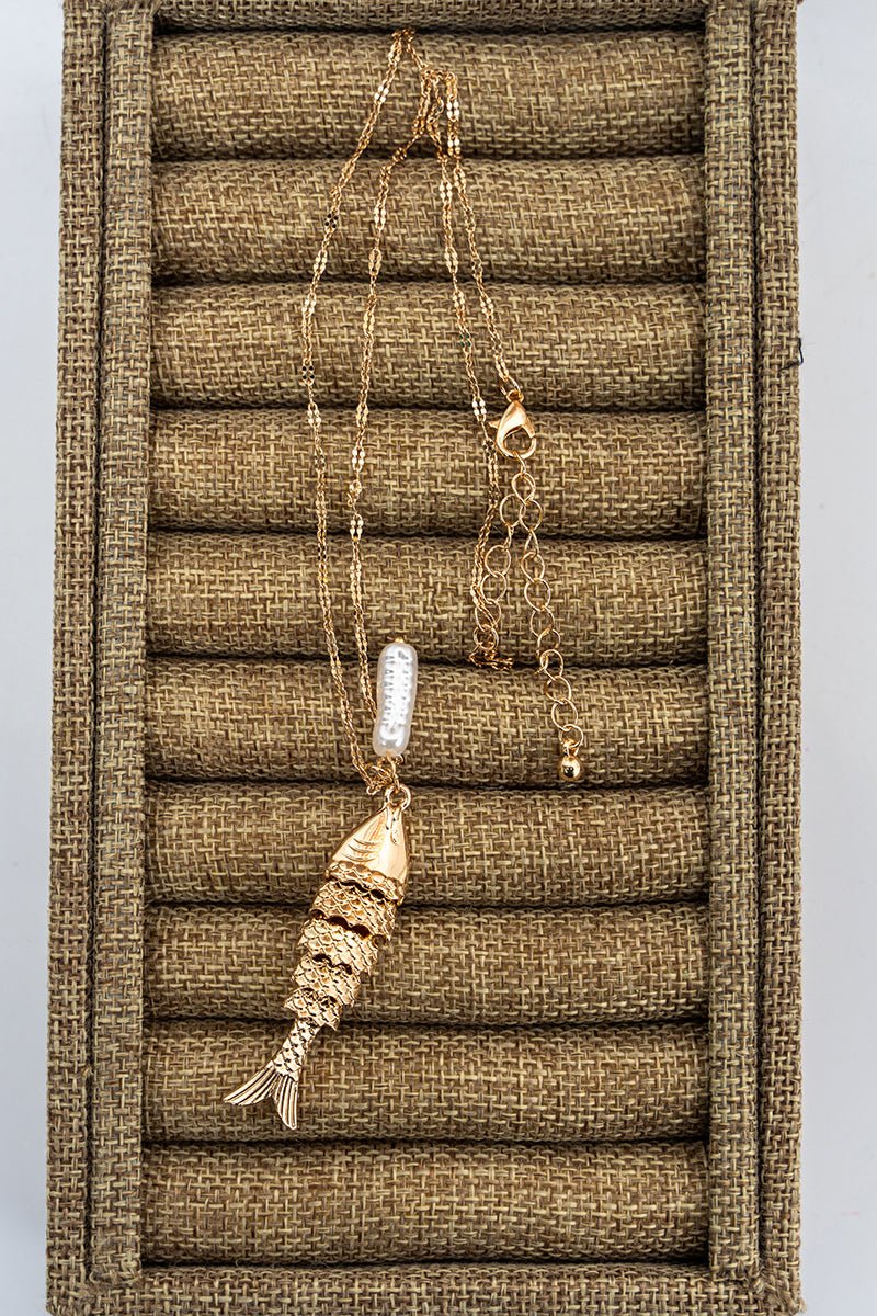 Crystal Avenue Keep Swimming Goldtone Fish Necklace - Wholesale Accessory Market