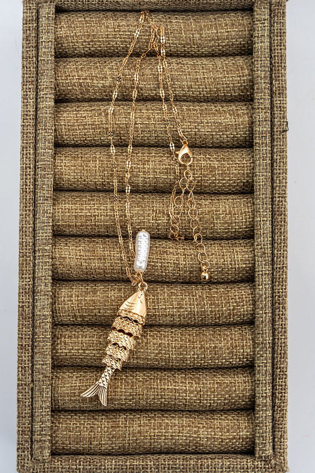 Crystal Avenue Keep Swimming Goldtone Fish Necklace - Wholesale Accessory Market