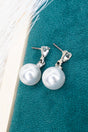 Crystal Avenue Luxe Mode Pearl Silvertone Drop Earrings - Wholesale Accessory Market