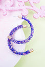Crystal Avenue Violet Glitter 40mm Hoop Earrings - Wholesale Accessory Market