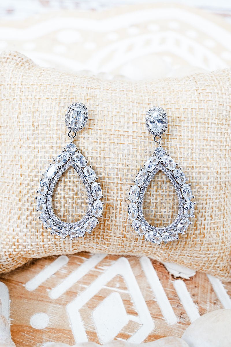 Crystal Avenue Cubic Zirconia Night to Remember Silvertone Earrings - Wholesale Accessory Market