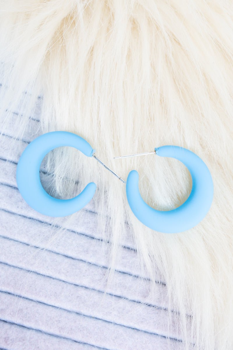 Crystal Avenue Cotton Candy Cutie Aqua Hoop Earrings - Wholesale Accessory Market