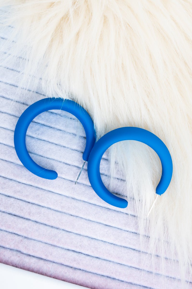 Crystal Avenue You're So Awesome Aqua Hoop Earrings - Wholesale Accessory Market