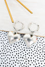 Crystal Avenue Phoebe Puffy Heart Silvertone Huggie Hoop Earrings - Wholesale Accessory Market
