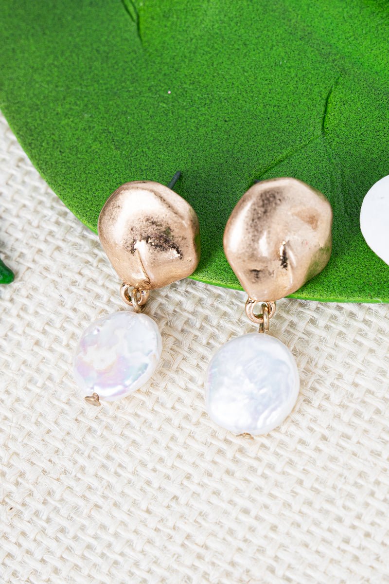Crystal Avenue Effortless Era Goldtone & Pearl Earrings - Wholesale Accessory Market