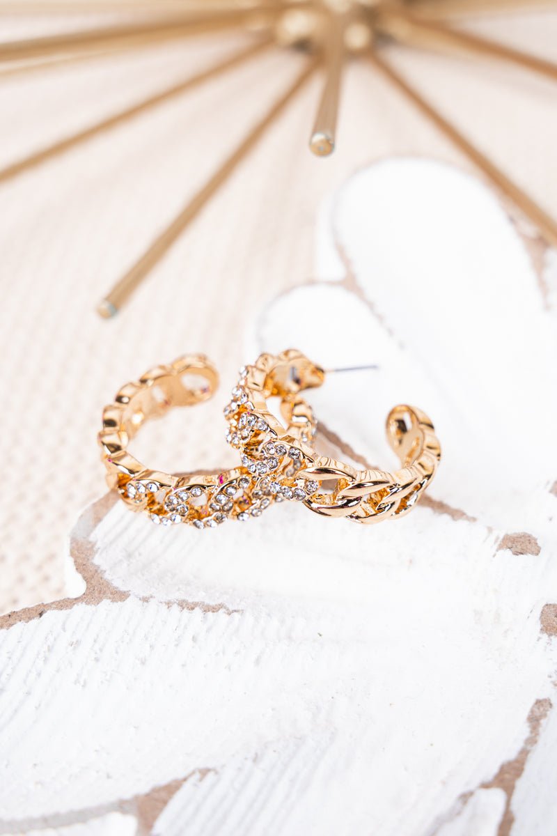 Crystal Avenue Crystal Goldtone Liana Link Hoop Earrings - Wholesale Accessory Market