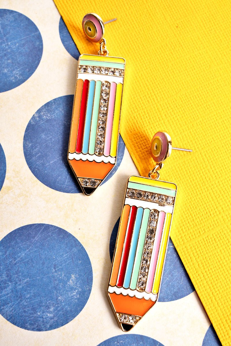 Crystal Avenue Draw The Line Pencil Earrings - Wholesale Accessory Market