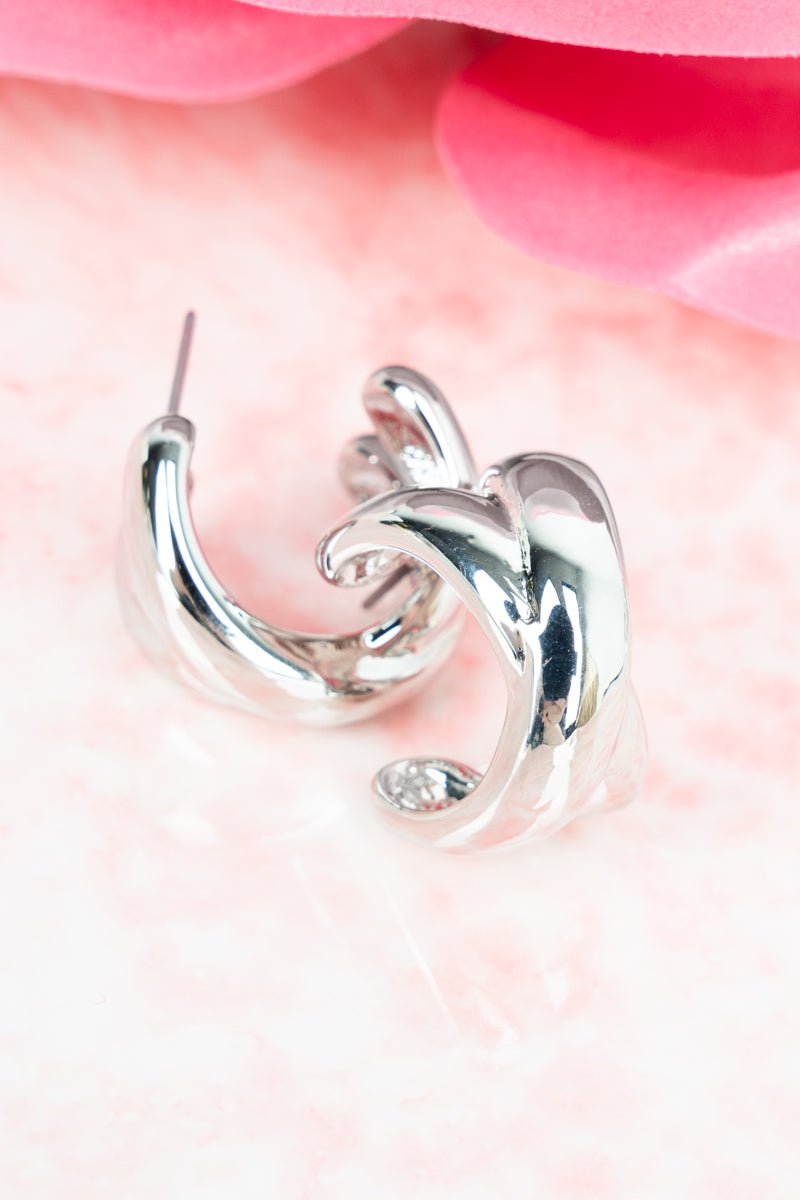 Crystal Avenue Meet Me Here Silvertone Hoop Earrings - Wholesale Accessory Market