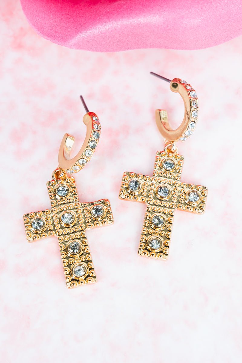 Crystal Avenue Radiant With Joy Goldtone Hoop Earrings - Wholesale Accessory Market