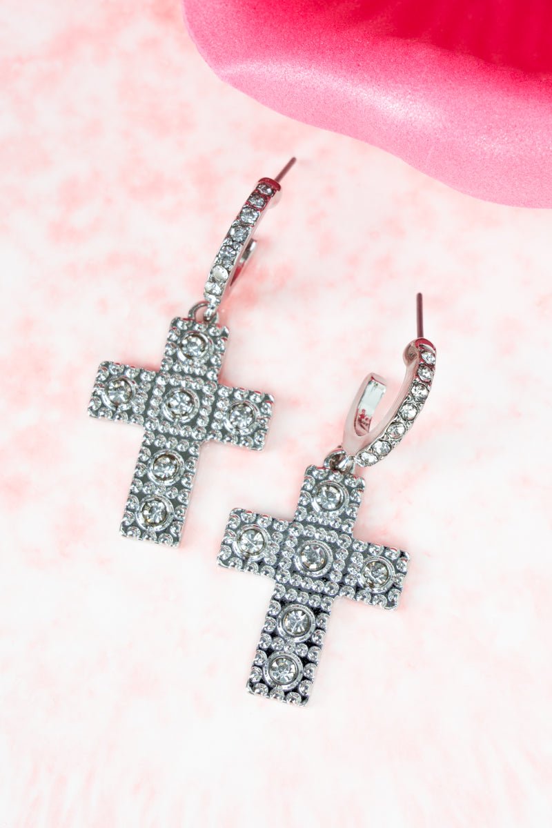 Crystal Avenue Radiant With Joy Silvertone Hoop Earrings - Wholesale Accessory Market