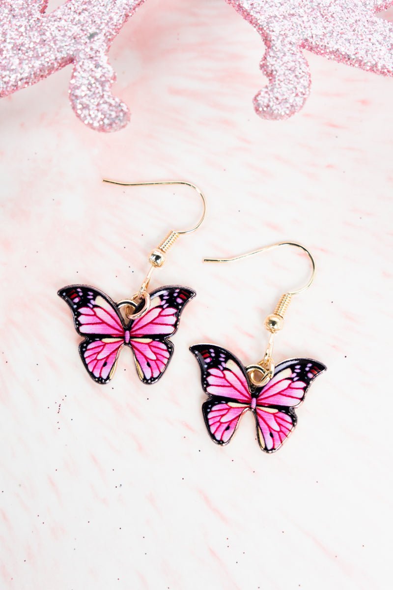 Crystal Avenue Pink Butterfly Beauty Earrings - Wholesale Accessory Market
