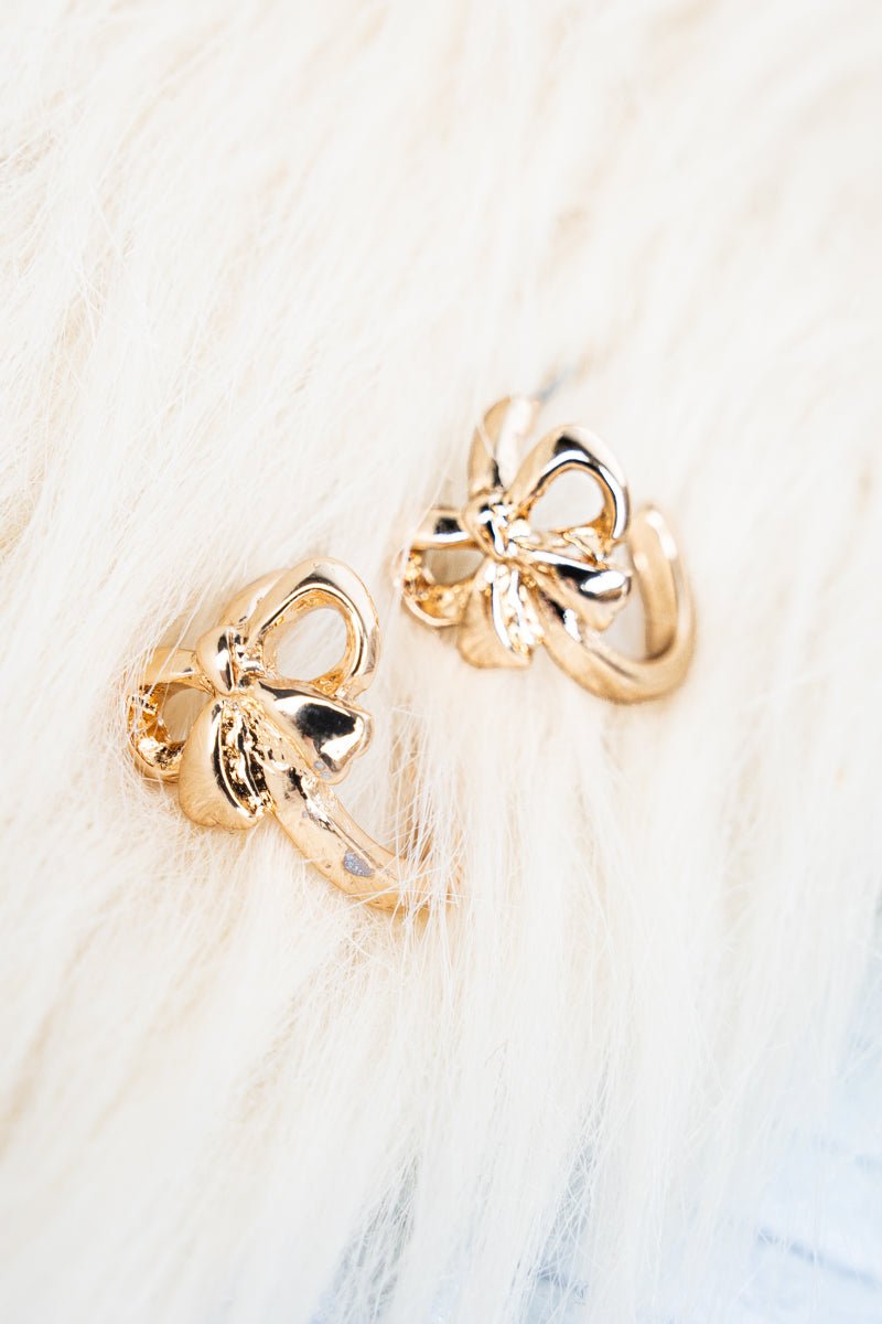 Crystal Avenue Trixie Bow Goldtone Hoop Earrings - Wholesale Accessory Market