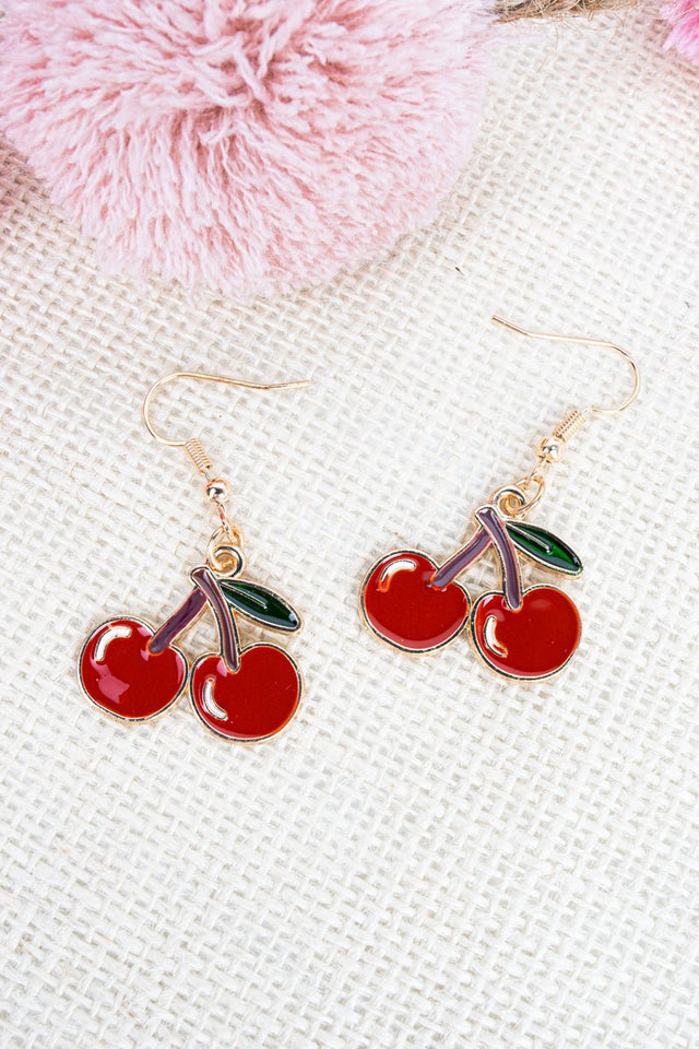 Crystal Avenue Very Cherry Goldtone Earrings - Wholesale Accessory Market