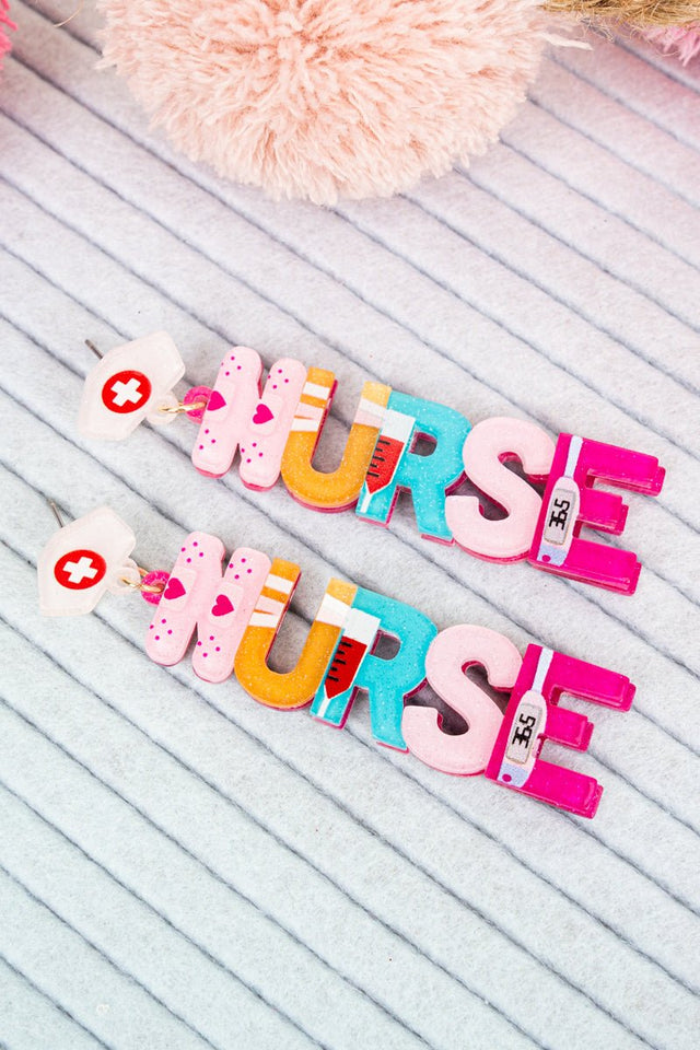 Crystal Avenue Colorful Nurse Acrylic Earrings - Wholesale Accessory Market