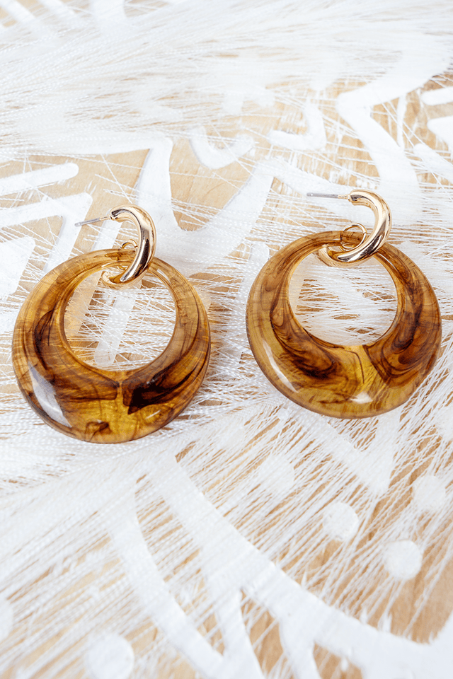 Crystal Avenue Amber Smoke & Mirrors Goldtone Hoop Earrings - Wholesale Accessory Market