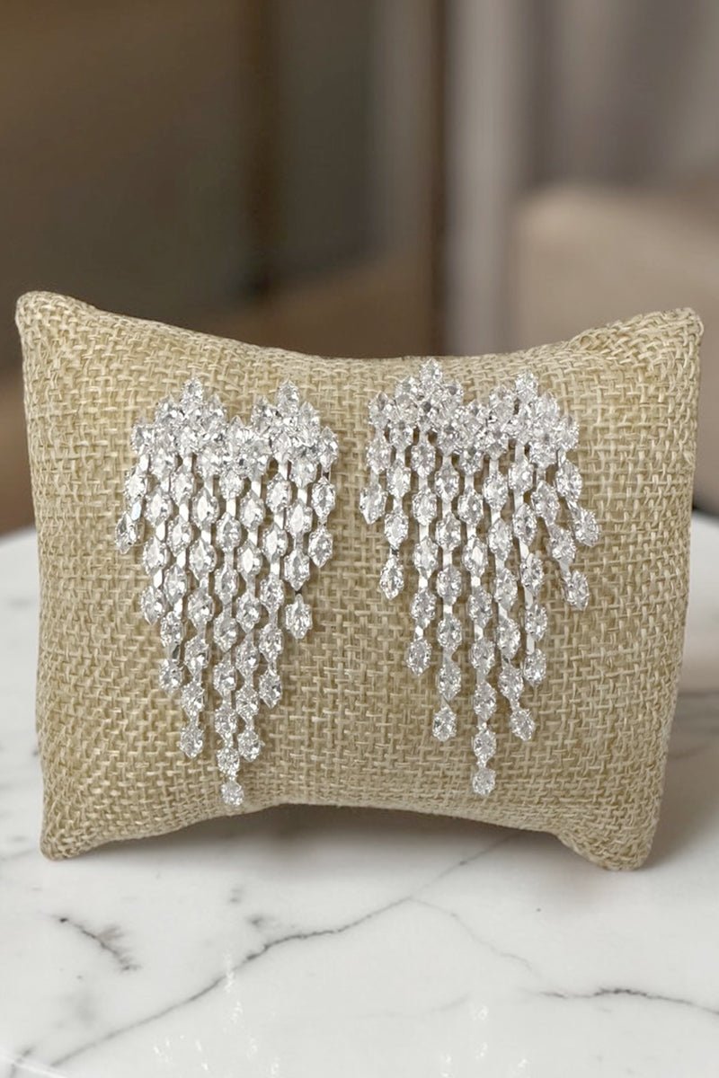 Crystal Avenue Cubic Zirconia Cascading Allure Silvertone Earrings - Wholesale Accessory Market
