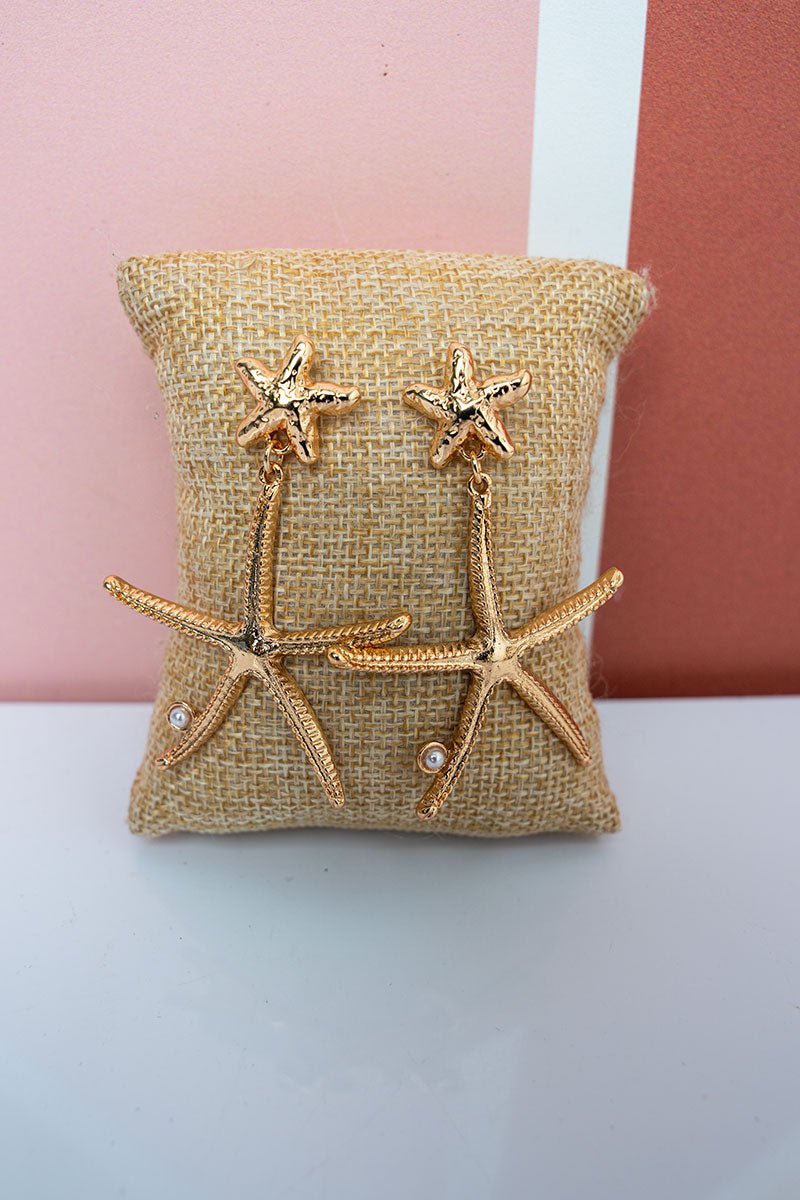 Crystal Avenue Gilded Tide Starfish Goldtone Earrings - Wholesale Accessory Market