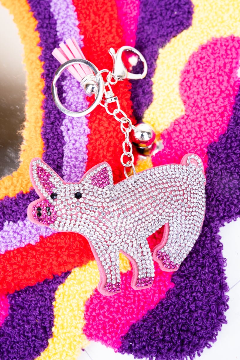 Crystal Avenue Crystal Encrusted Pig Keychain - Wholesale Accessory Market