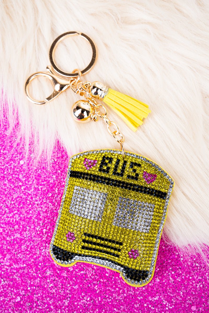 Crystal Avenue Sparkling School Bus Keychain - Wholesale Accessory Market