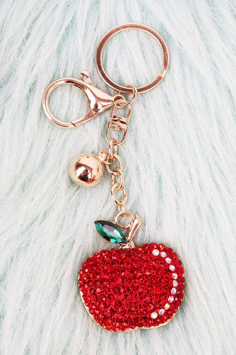 Crystal Avenue Apple Crystal Goldtone Keychain - Wholesale Accessory Market