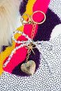 Crystal Avenue Openhearted Purple Flower Beaded Bow Keychain - Wholesale Accessory Market
