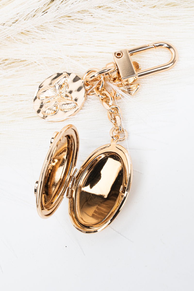 Crystal Avenue Goldtone Rose Reverie Locket Bag Charm - Wholesale Accessory Market