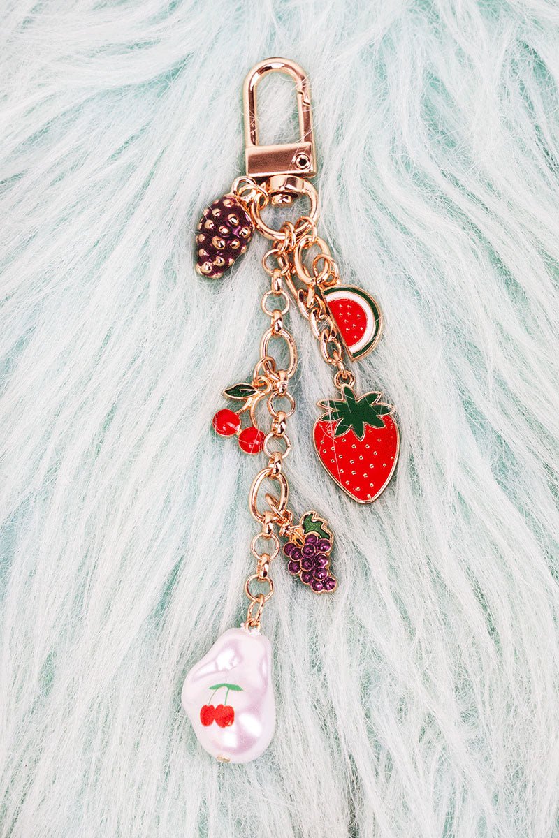 Crystal Avenue Fruit Stand Goldtone Bag Charm - Wholesale Accessory Market