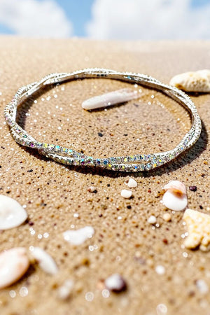 Crystal Avenue Twilight Twist Iridescent Crystal Silvertone Anklet - Wholesale Accessory Market