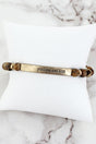 Crystal Avenue Goldtone 'Philippians 4:13' Bar Brown Semi - Precious Stone Bracelet - Wholesale Accessory Market