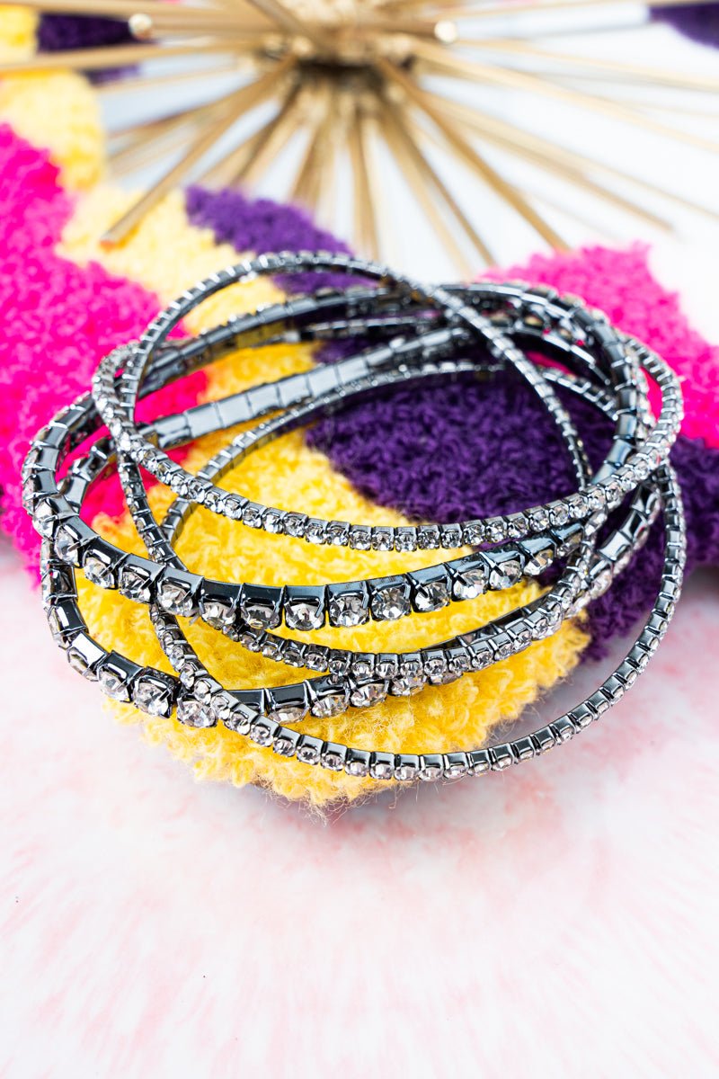 Crystal Avenue Venus Smoky Clear Tennis Bracelet Set - Wholesale Accessory Market