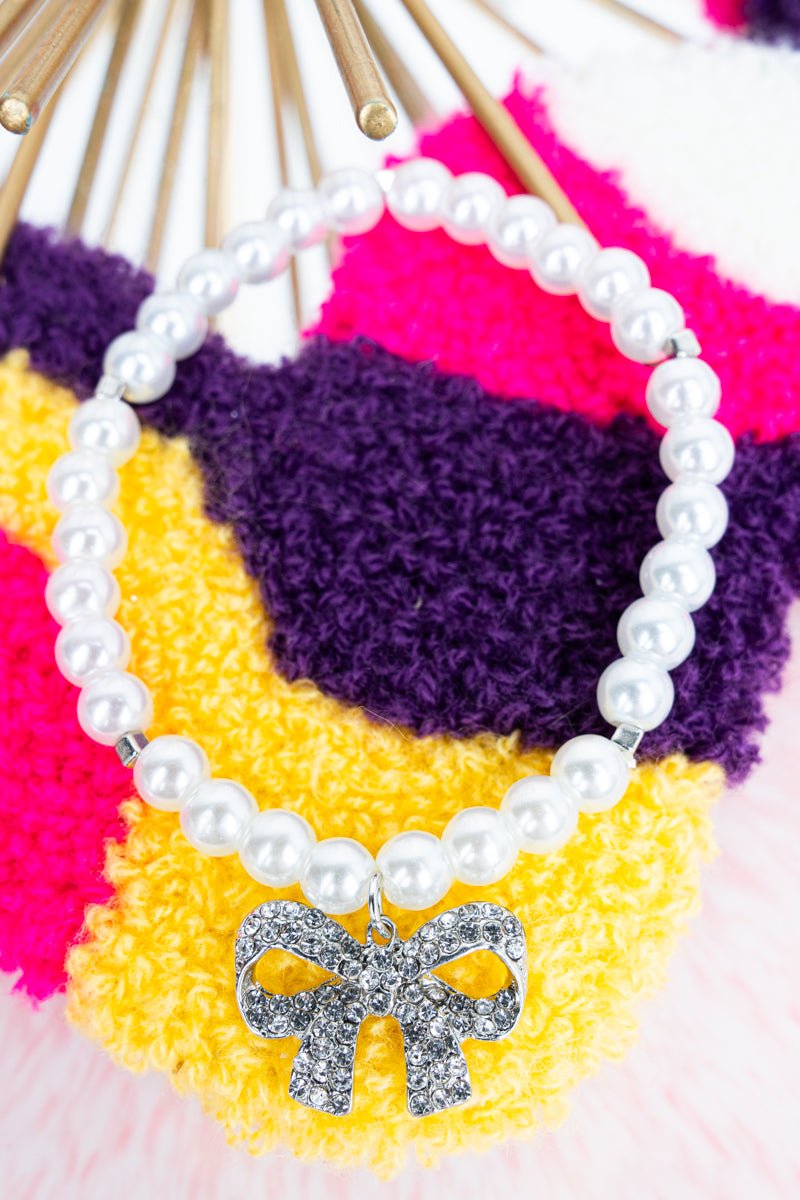Crystal Avenue Crystal Silvertone Vienna Bow Pearl Bracelet - Wholesale Accessory Market