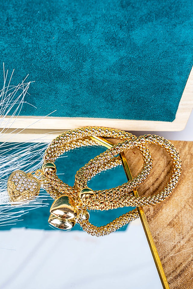 Crystal Avenue Heart Of The Matter Goldtone Bracelet Set - Wholesale Accessory Market