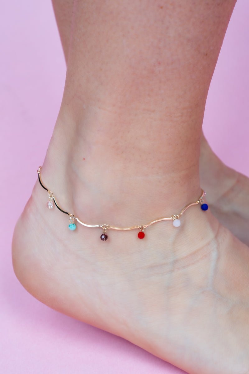 Crystal Avenue Paradise Retreat Multi - Color Beaded Anklet - Wholesale Accessory Market