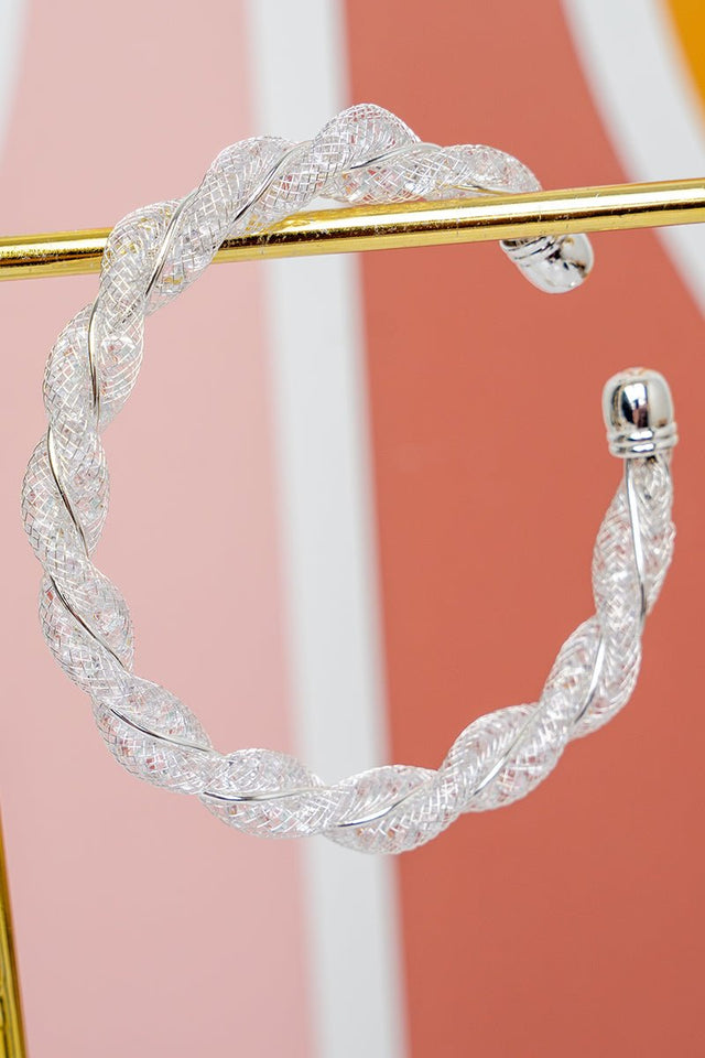 Crystal Avenue Stylish Twist Silvertone Cuff Bracelet - Wholesale Accessory Market