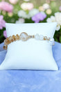 Crystal Avenue Brunch Plans Champagne and Pearl Beaded Bracelet - Wholesale Accessory Market