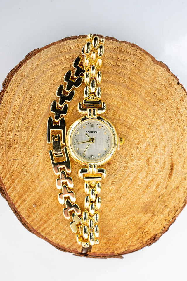 Crystal Avenue Polished Hour Goldtone Watch - Wholesale Accessory Market