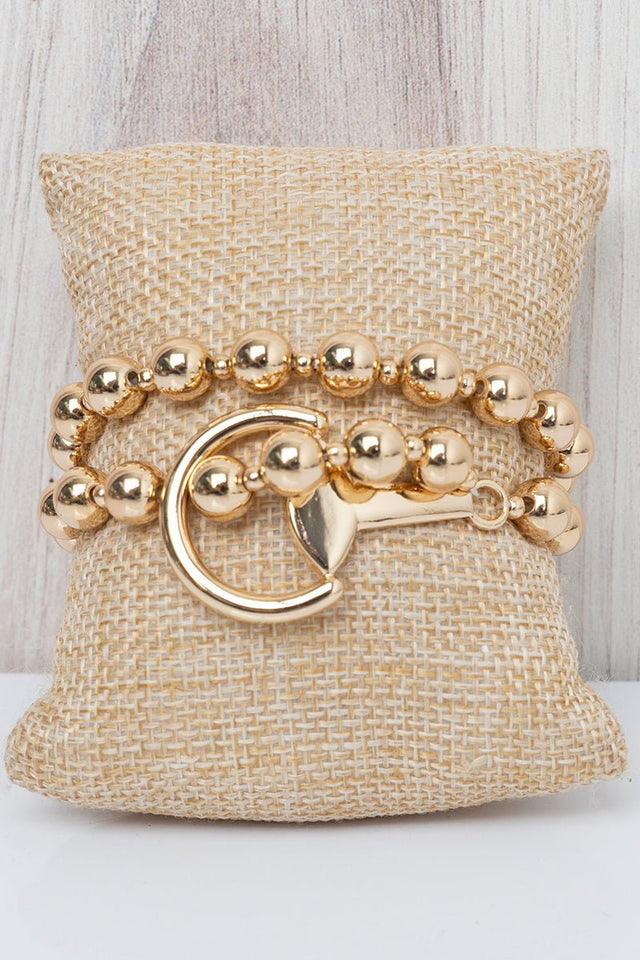 Crystal Avenue Threaded Tack Goldtone Beaded Wrap Bracelet - Wholesale Accessory Market