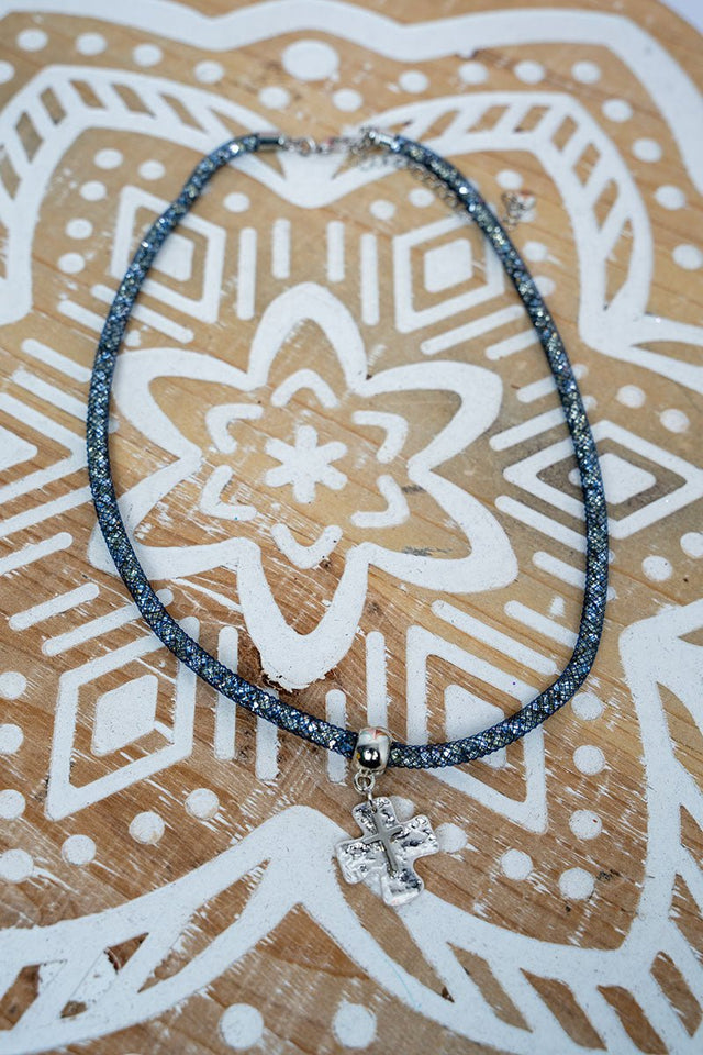 Crystal Avenue Smoke Crystal Crossfire Silvertone Necklace - Wholesale Accessory Market