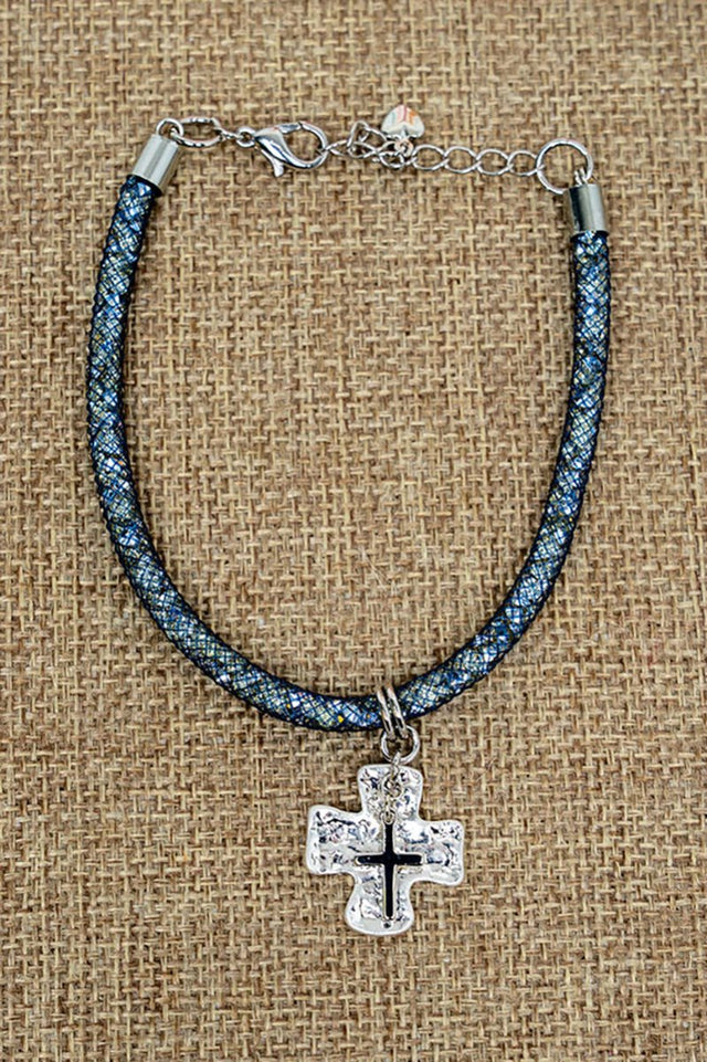 Crystal Avenue Smoke Crystal Crossfire Silvertone Bracelet - Wholesale Accessory Market