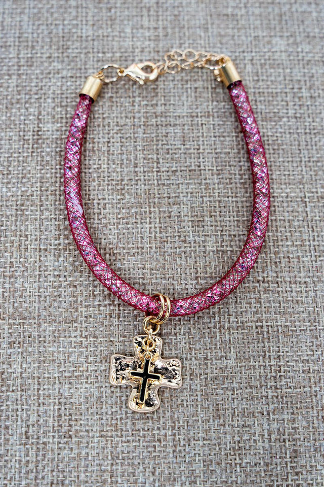 Crystal Avenue Light Rose Crystal Crossfire Goldtone Bracelet - Wholesale Accessory Market