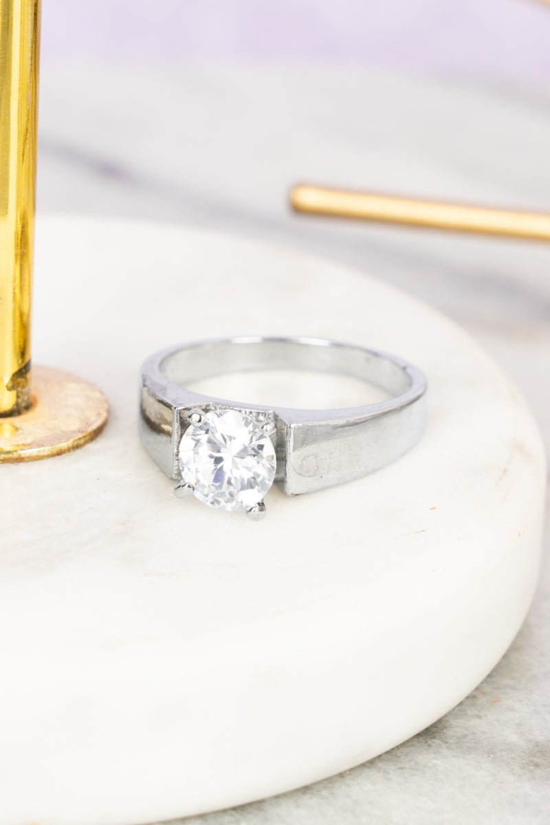 Crystal Avenue The Perfect Day Cubic Zirconia Silvertone Ring - Wholesale Accessory Market