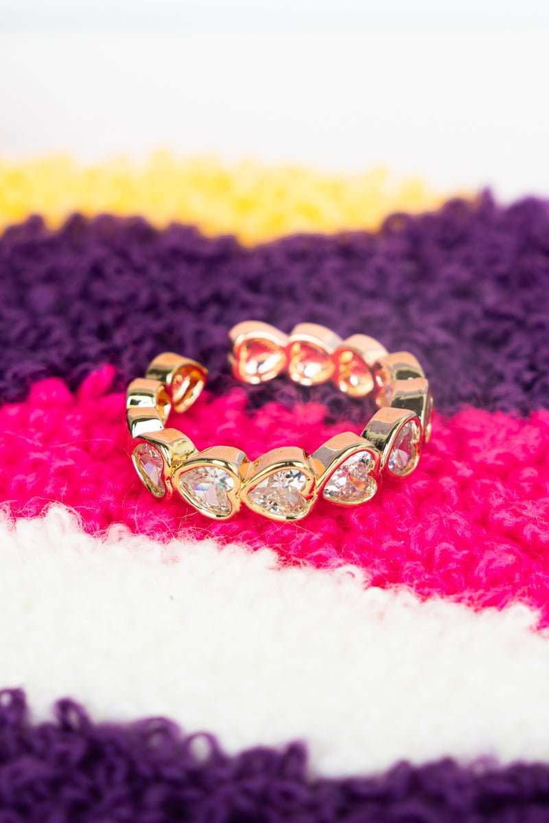 Crystal Avenue Hearts Collide Cubic Zirconia Goldtone Ring - Wholesale Accessory Market