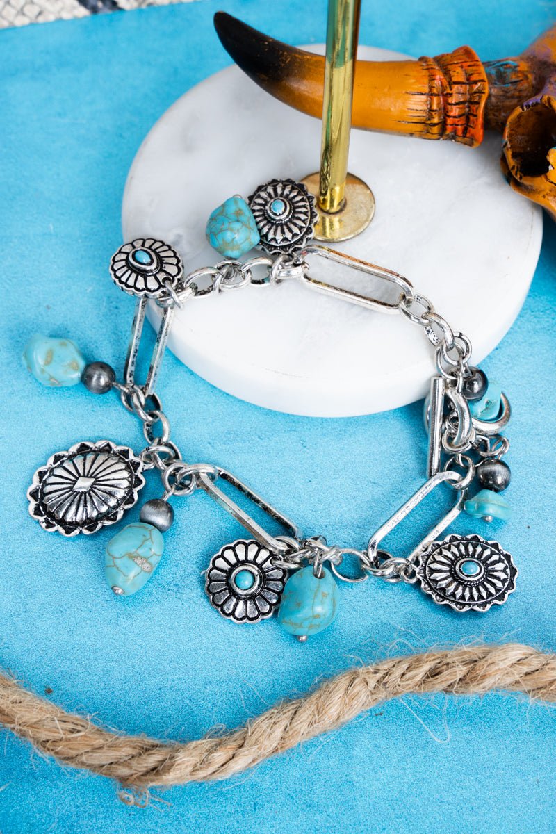 TIPI Turquoise Tessie Trail Silvertone Toggle Bracelet - Wholesale Accessory Market