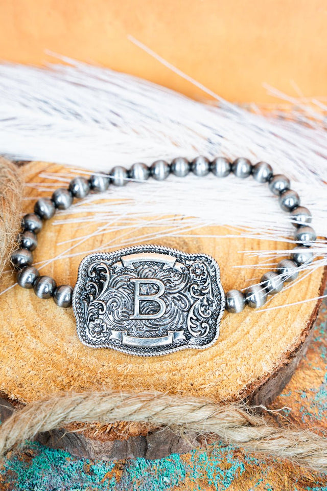 TIPI Branded Buckle 'B' Silver Pearl Bracelet - Wholesale Accessory Market